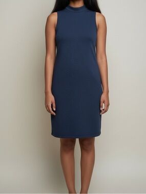 Abercrombie & Fitch Navy Blue Sleeveless Mock Neck Mini Dress